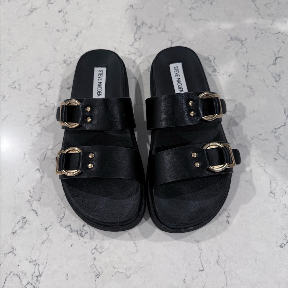 Steve Madden Black Slide Sandals